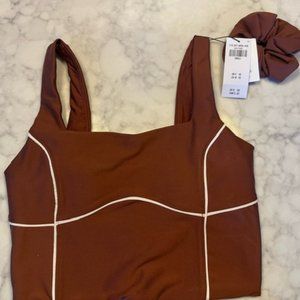 Abercrombie & Fitch YPB black Squareneck Tank with scrunchie - NWT Small Brown